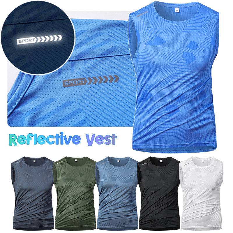 Sleeveless Undershirt - Rompi Reflektif Lari Pria, Bahan Sutra